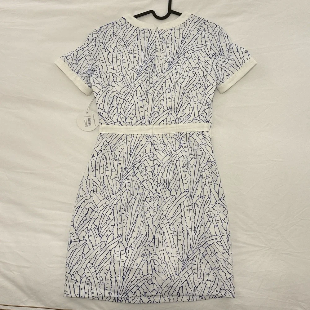 Staud Linen Blue and White Mini Dress | Staud Mini Perla Dress - Picture 6 of 7